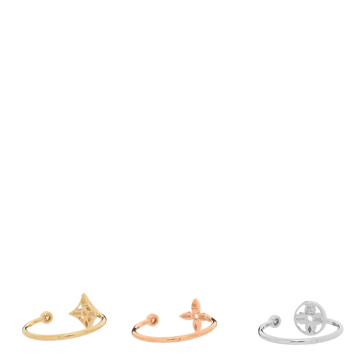 Louis Vuitton 18K Yellow Pink White Gold Diamond Idylle Blossom Ring 3 Set 55 7.25 3 of 5