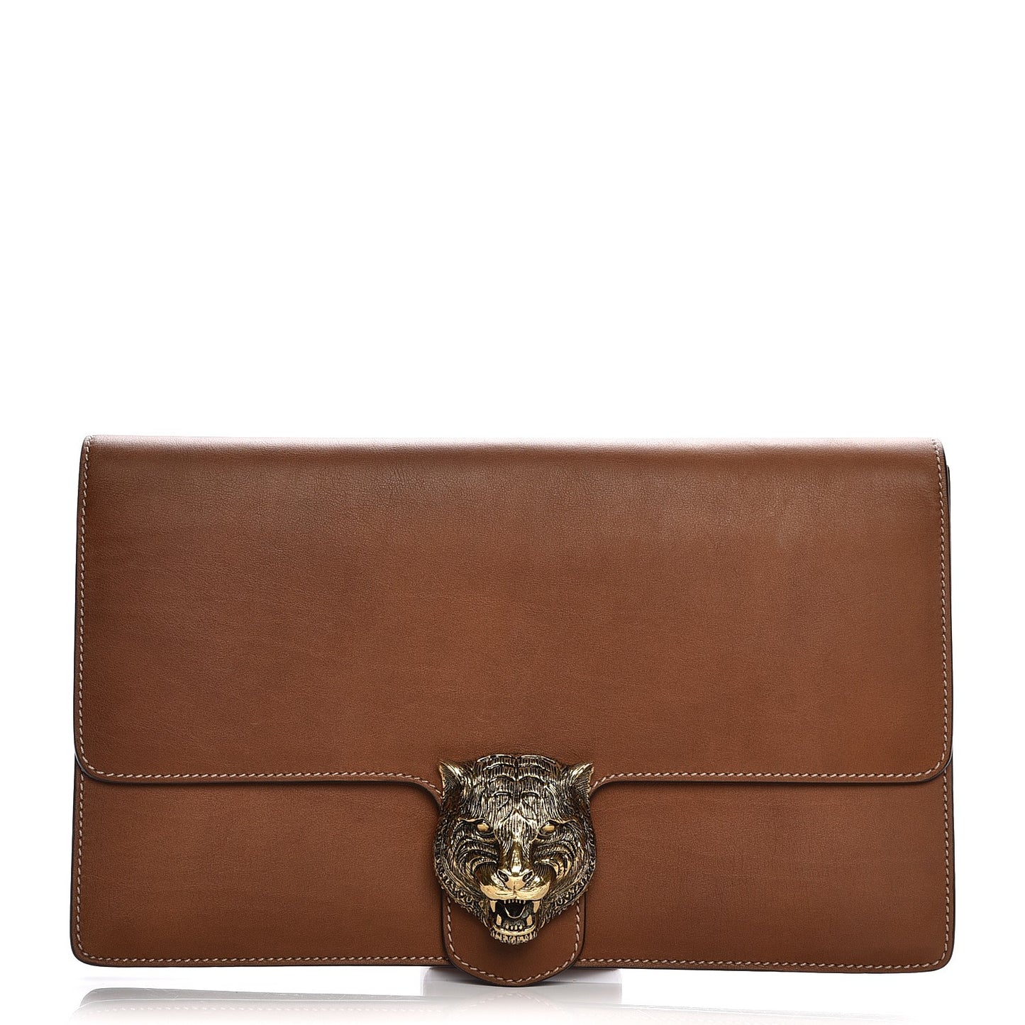 Calfskin Animalier Clutch Brown