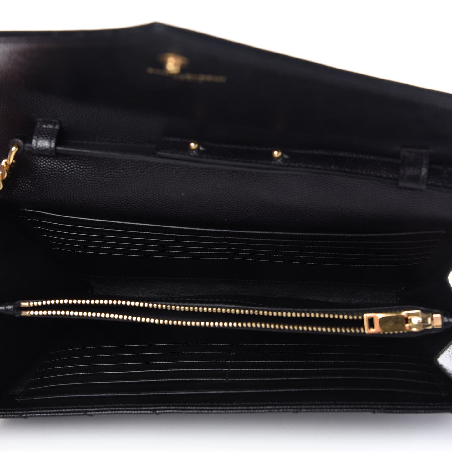 Grain De Poudre Matelasse Chevron Monogram Chain Wallet Black
