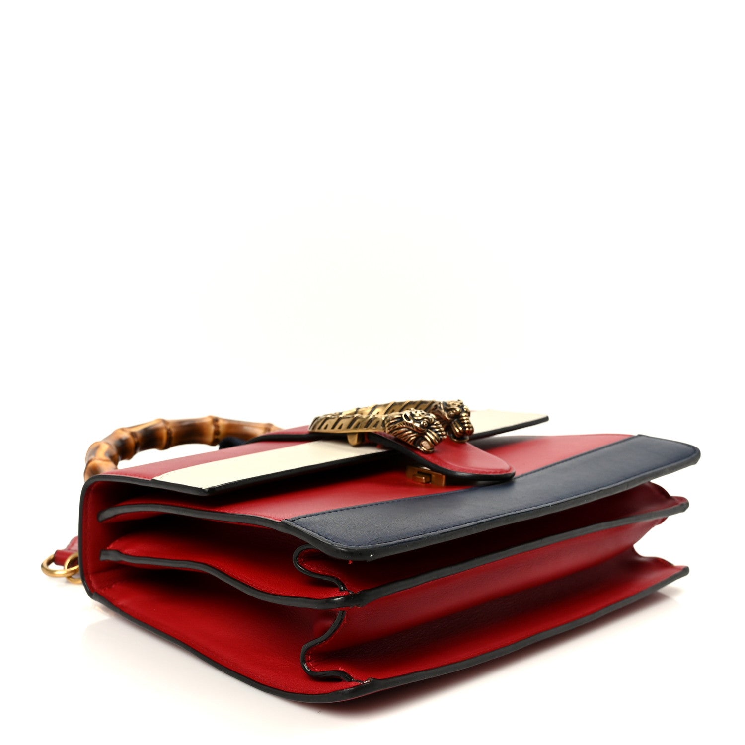 Gucci Calfskin Bamboo Web Medium Dionysus Top Handle Bag Red White Blue 4 of 11