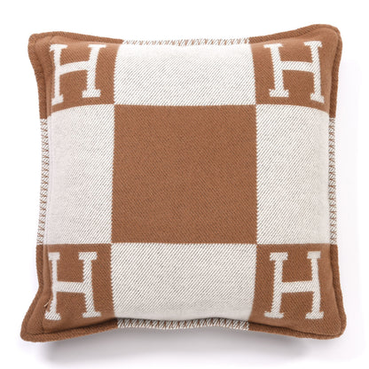 Hermes Wool Cashmere Avalon Pillow PM Ecru Camel 3 of 6