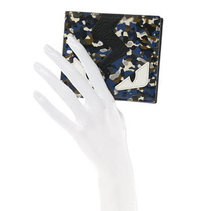 Fendi Vitello Elite Granite Monster Eyes Bi-fold Wallet Navy 2 of 8