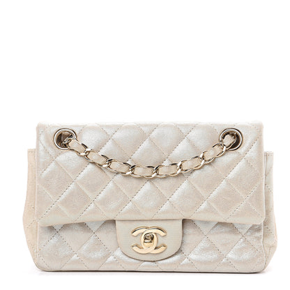 Chanel Iridescent Calfskin Quilted Mini Rectangular Flap Light Gold 1 of 9