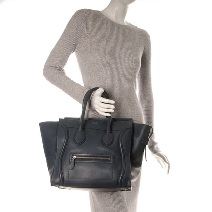 Celine Drummed Calfskin Mini Luggage Blue 2 of 7