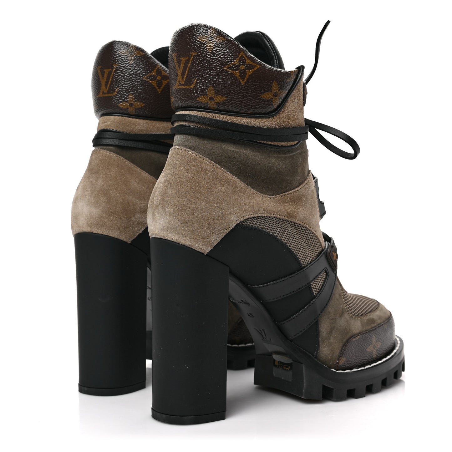 Suede Calfskin Monogram Star Trail Ankle Boots 40 Khaki