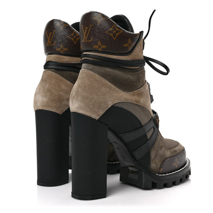 Louis Vuitton Suede Calfskin Monogram Star Trail Ankle Boots 40 Khaki 4 of 7