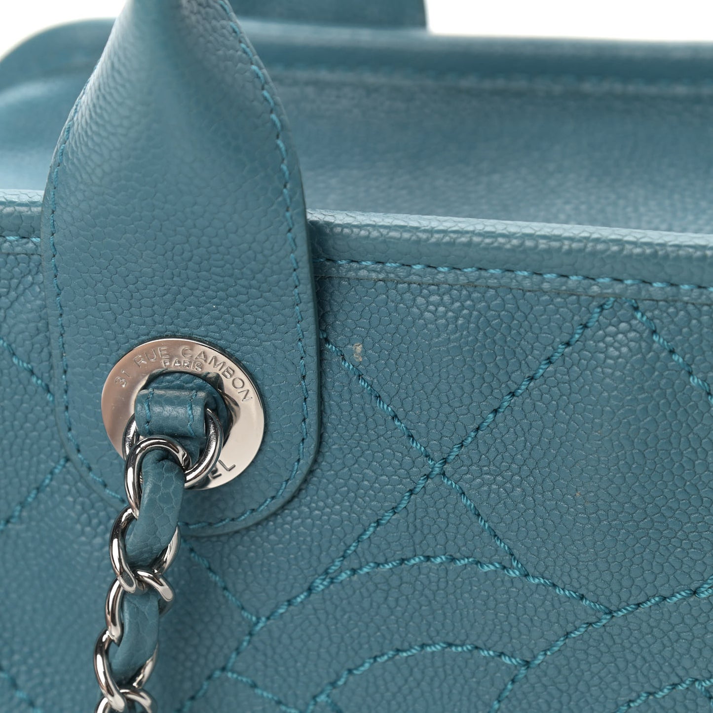 Caviar Quilted Small Deauville Bowling Bag Blue