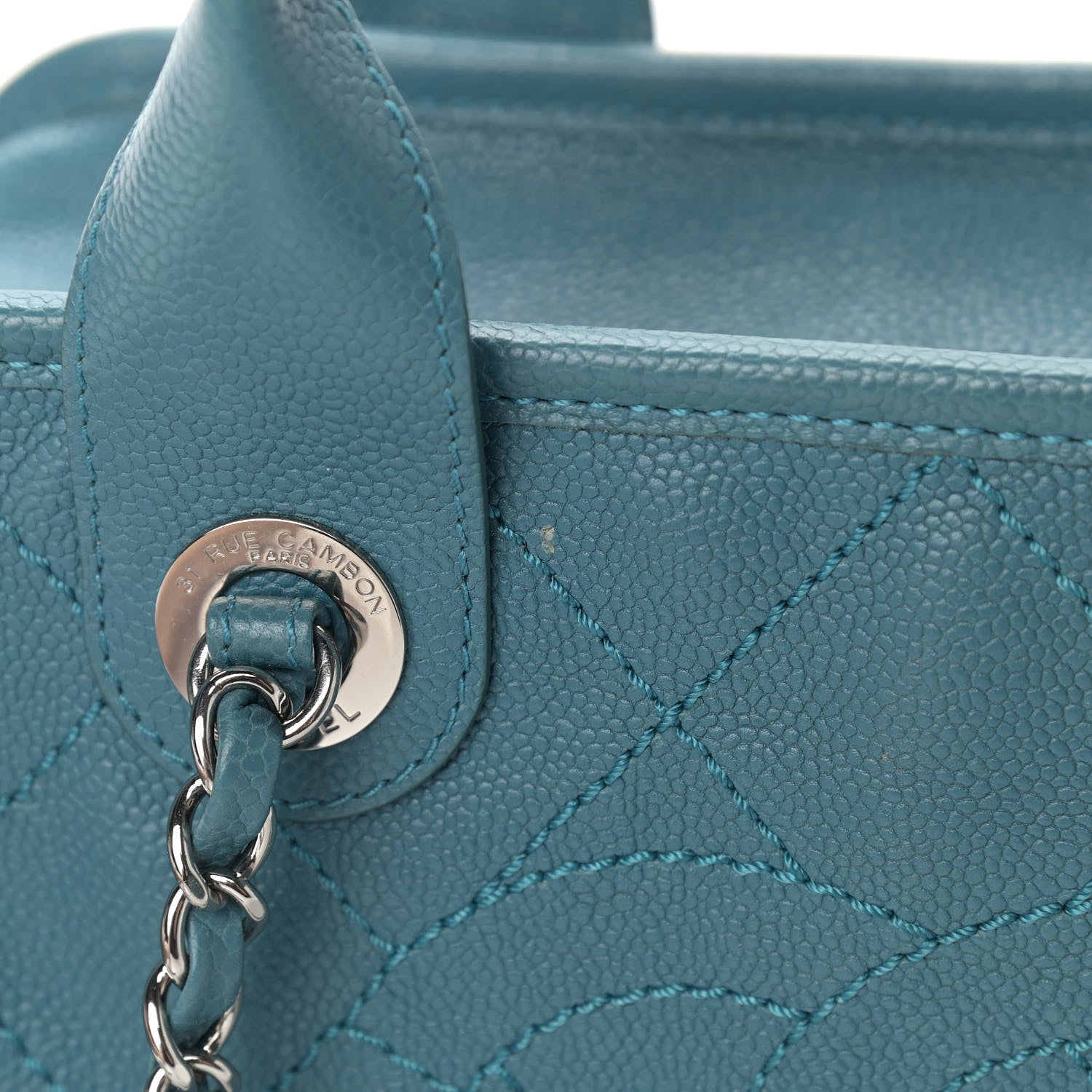 Chanel Caviar Quilted Small Deauville Bowling Bag Blue 12 of 12