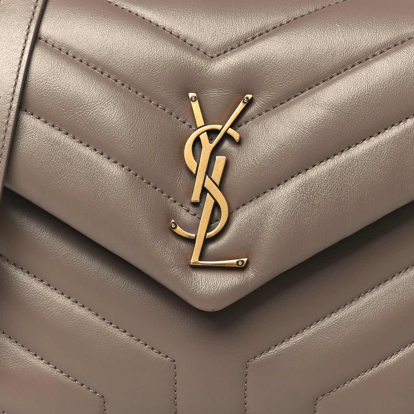 Calfskin Y Quilted Monogram Small Loulou Chain Satchel Taupe