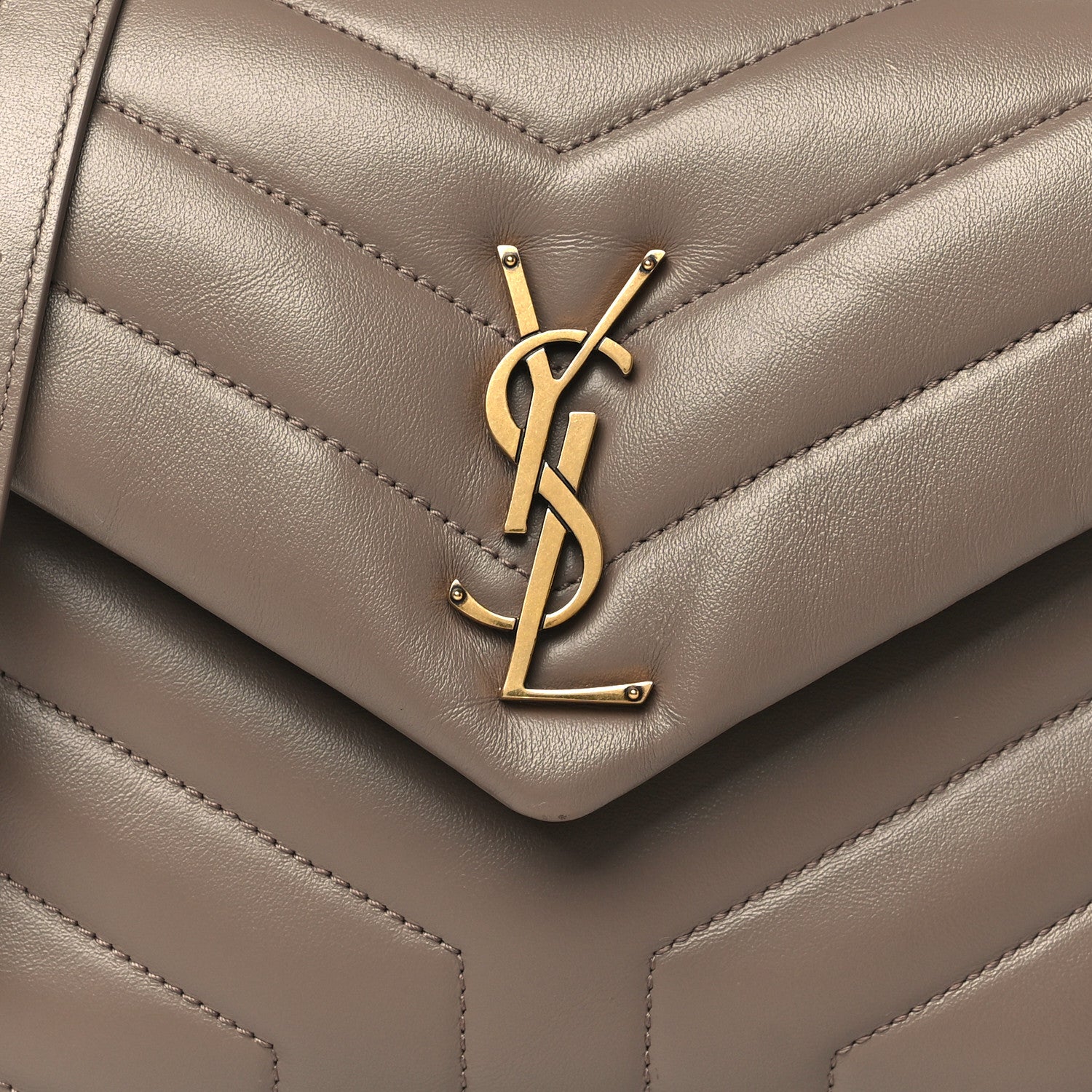 Saint Laurent Calfskin Y Quilted Monogram Small Loulou Chain Satchel Taupe 8 of 10