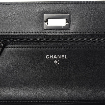 Chanel Aged Calfskin Chevron Quilted Reissue Wallet On Chain WOC So Black 6 of 11