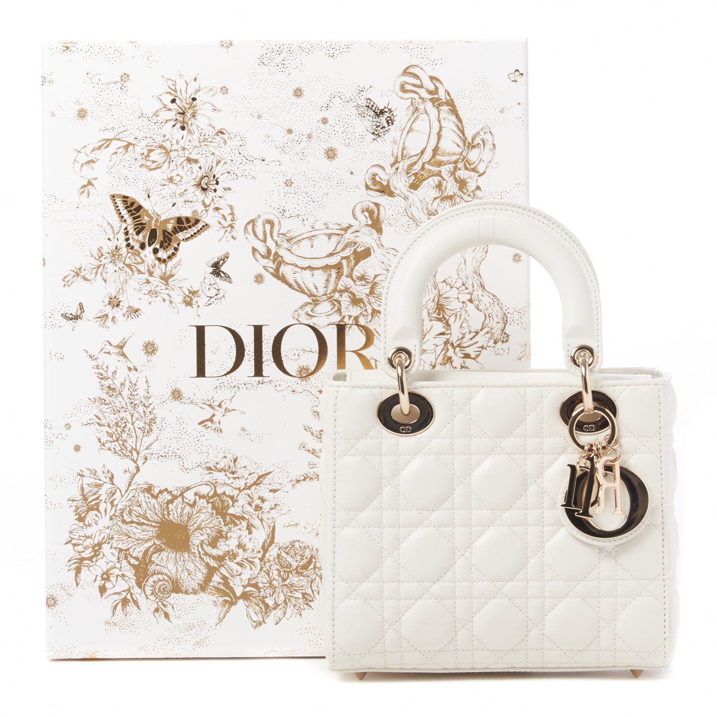 Lambskin Cannage Small My ABCDior Lady Dior White