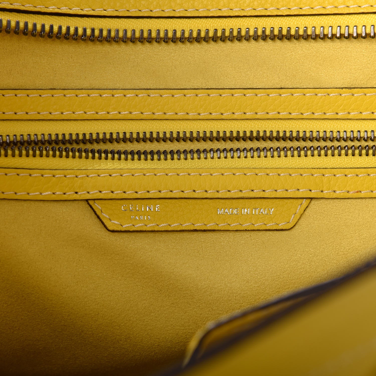 Celine Drummed Calfskin Mini Luggage Citron 6 of 9