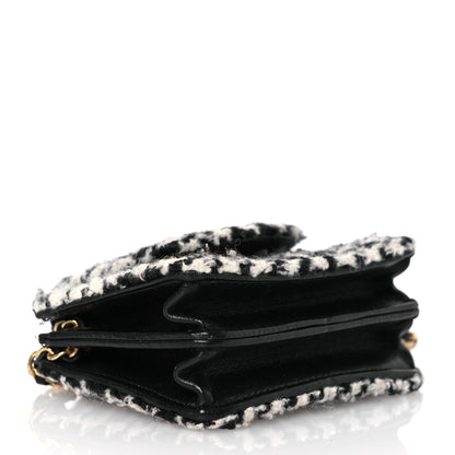 Chanel Tweed Houndstooth Quilted Mini Accordion Clutch With Chain White Black 4 of 13