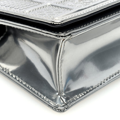 Christian Dior Metallic Patent Micro-Cannage Diorama Wallet on Chain Pouch Silver 8 of 9