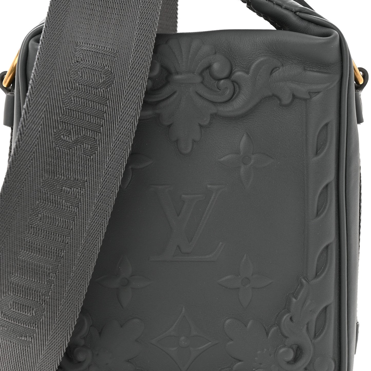 Calfskin Monogram Embossed Cruiser Messenger Dark Shadow Gray