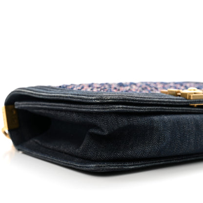 Chanel Tweed Denim Medium Boy Flap Navy Blue 9 of 10