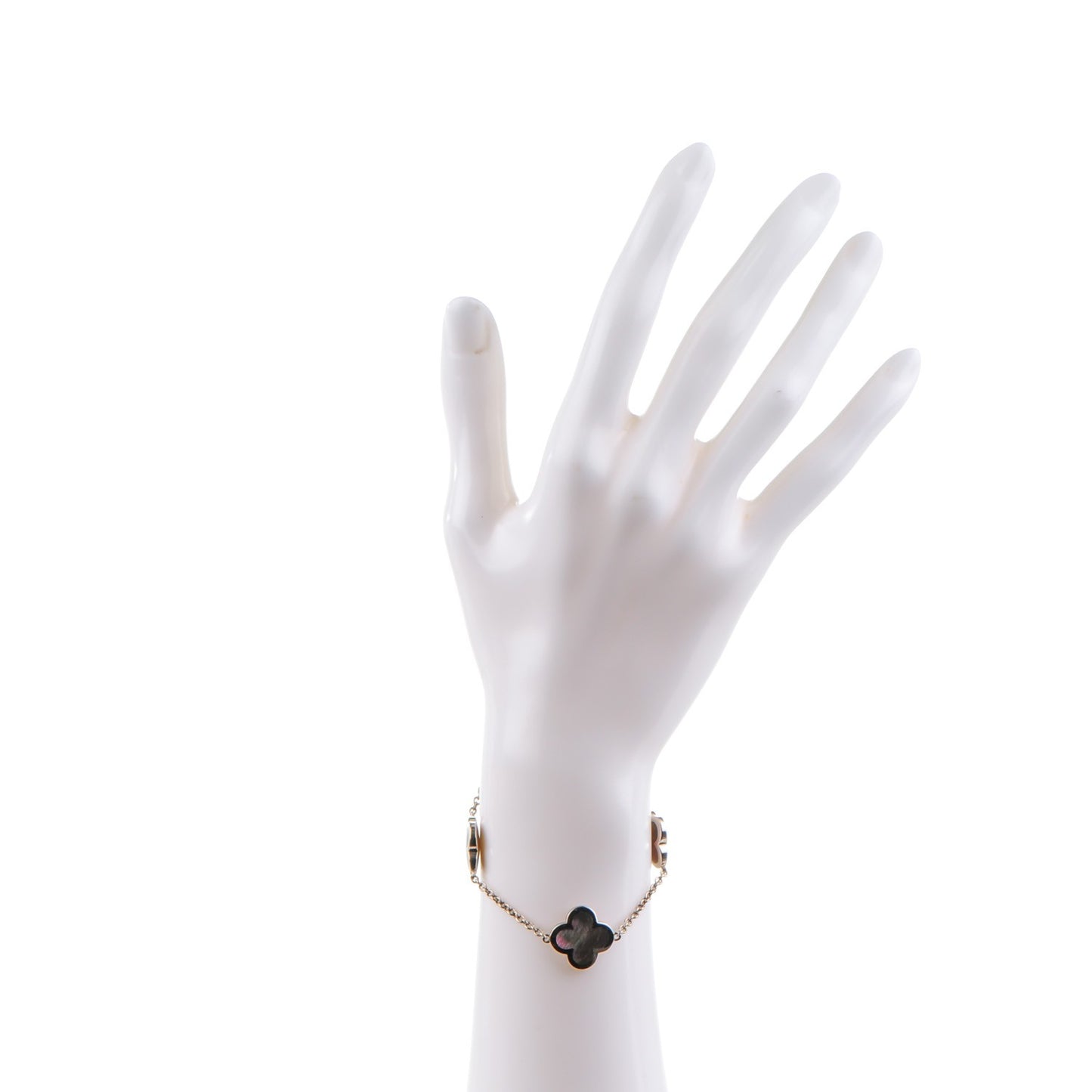 18K White Gold Gray Mother of Pearl 4 Motifs Pure Alhambra Bracelet