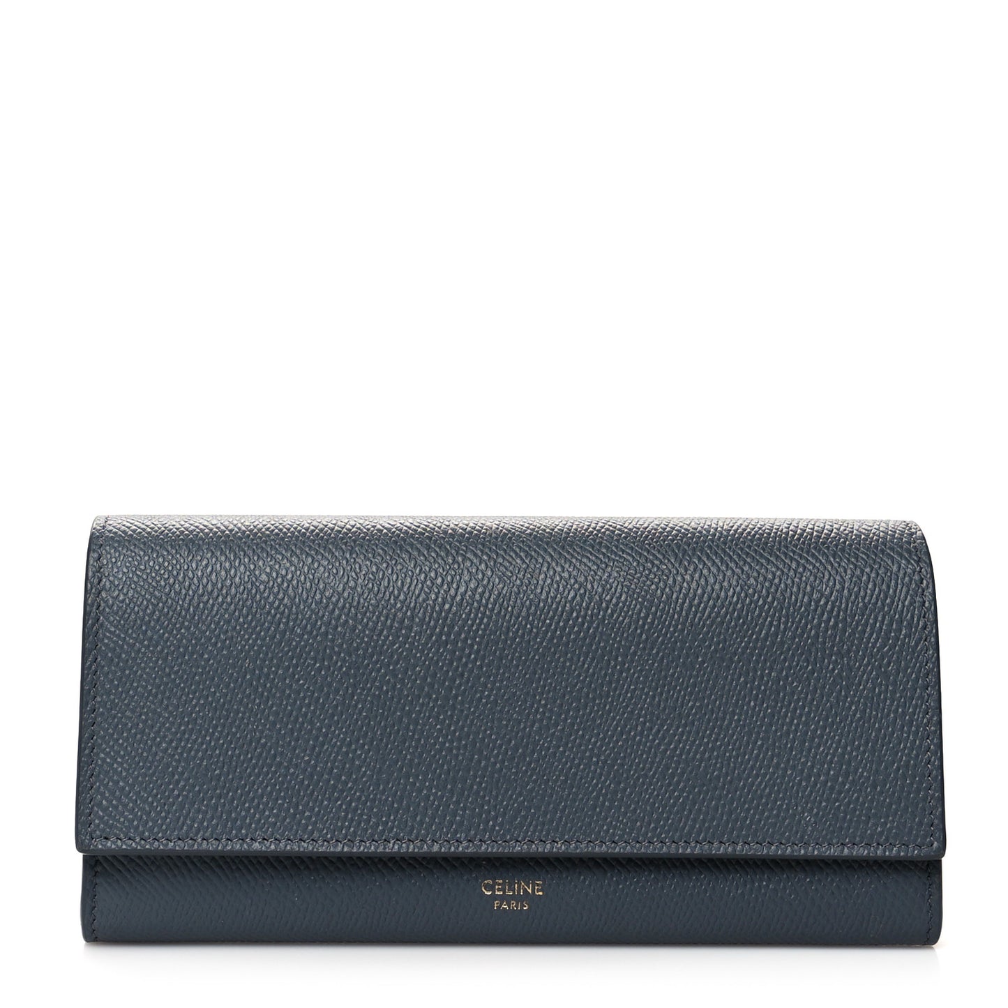 Grained Calfskin Large Flap Wallet Grey