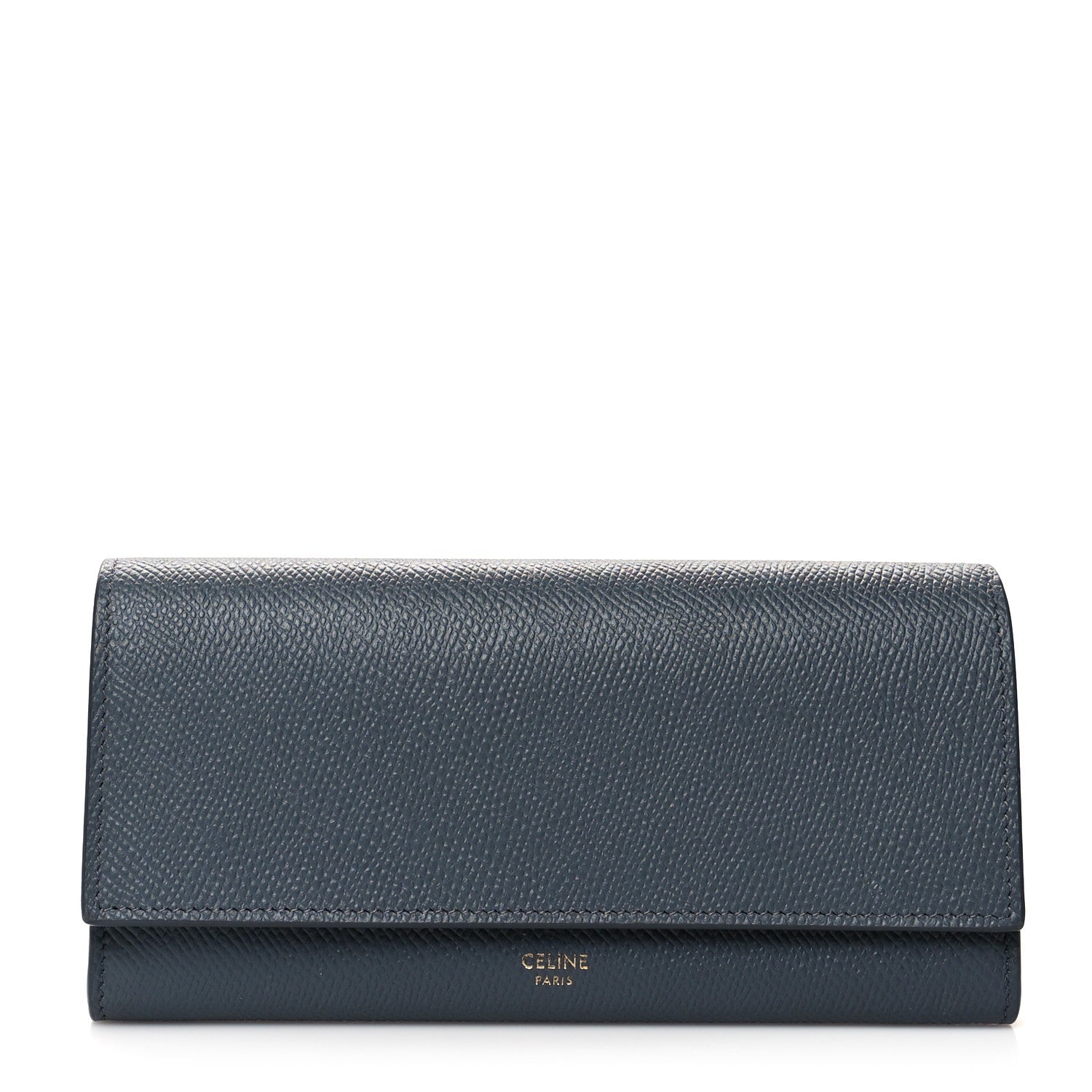 Celine Grained Calfskin Large Flap Wallet Grey 1 of 7