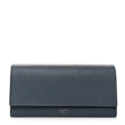 Celine Grained Calfskin Large Flap Wallet Grey 1 of 7