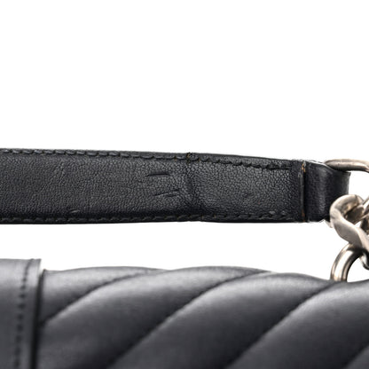 Saint Laurent Sheepskin Matelasse Chevron Monogram Medium College Bag Deep Marine 13 of 13