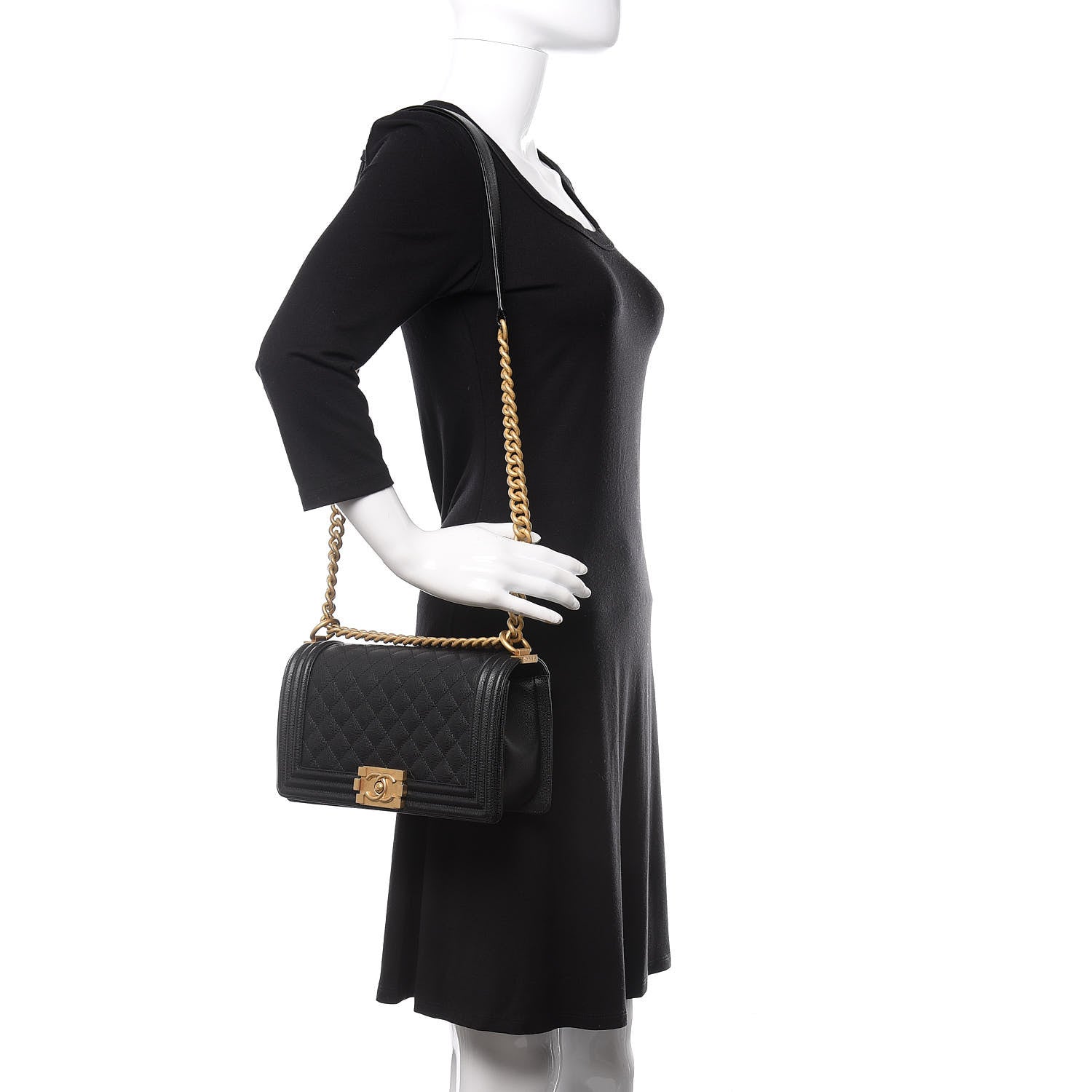 Chanel Caviar Quilted Medium Boy Flap Black 2 of 14