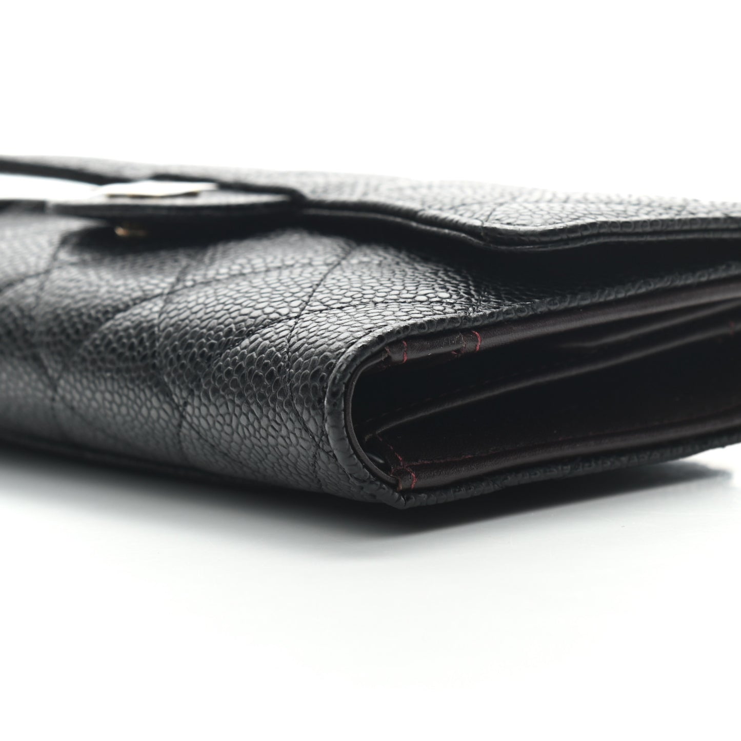 Caviar Quilted Large Flap Wallet Black