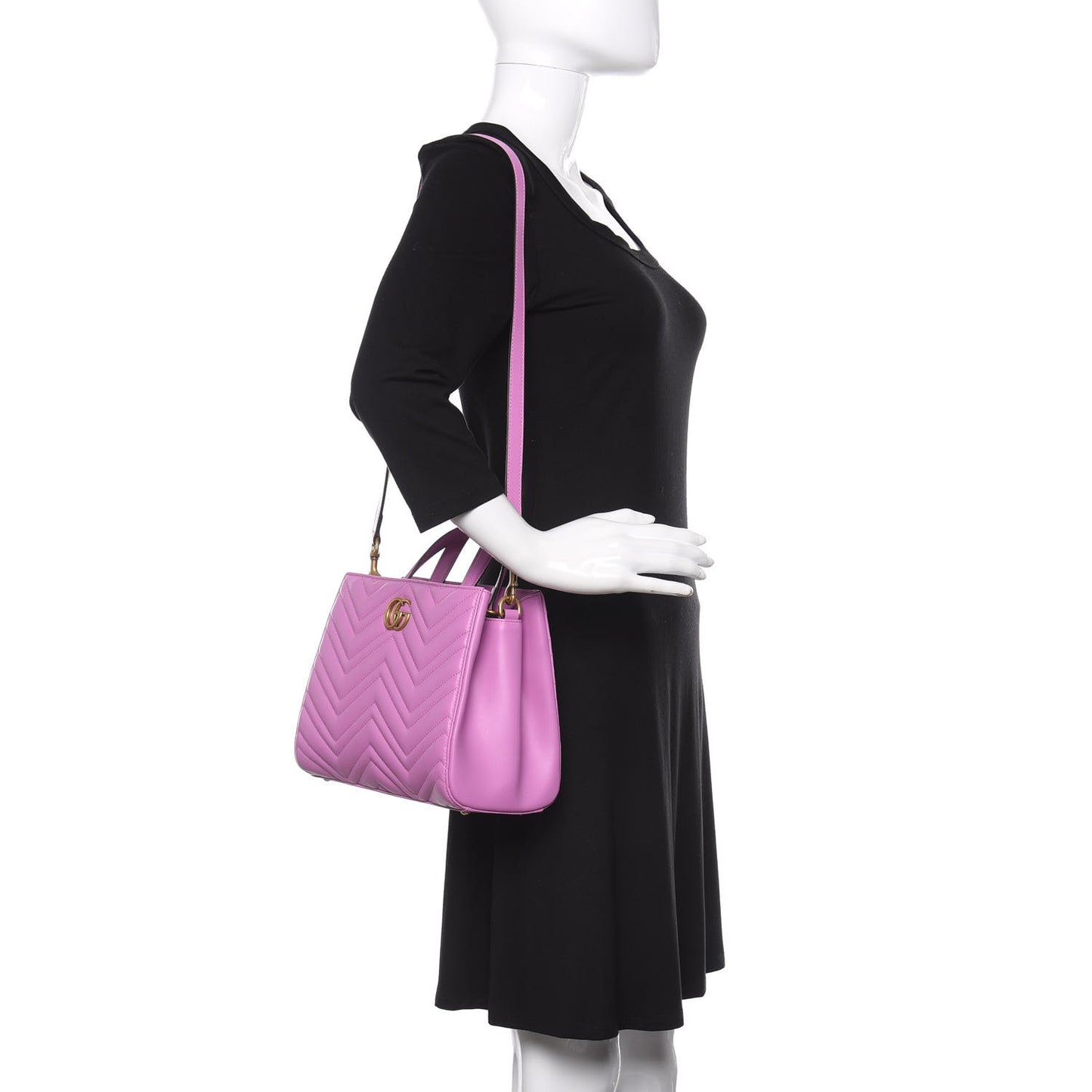 Calfskin Matelasse Small GG Marmont Tote Candy Mousse