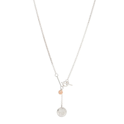 Hermes Sterling Silver 18K Rose Gold PM Ex-Libris Pendant Necklace 1 of 4