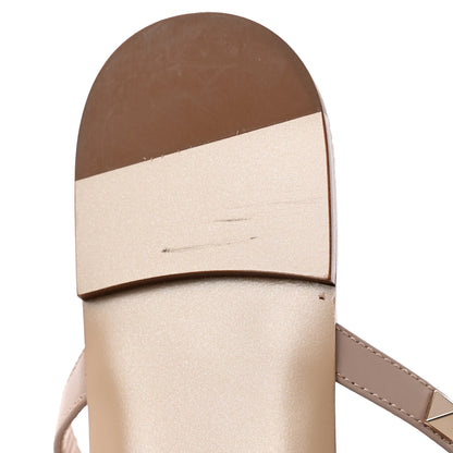 Valentino Garavani Pebbled Calfskin Rockstud Flat Cage Mules 37.5 Poudre 15 of 16
