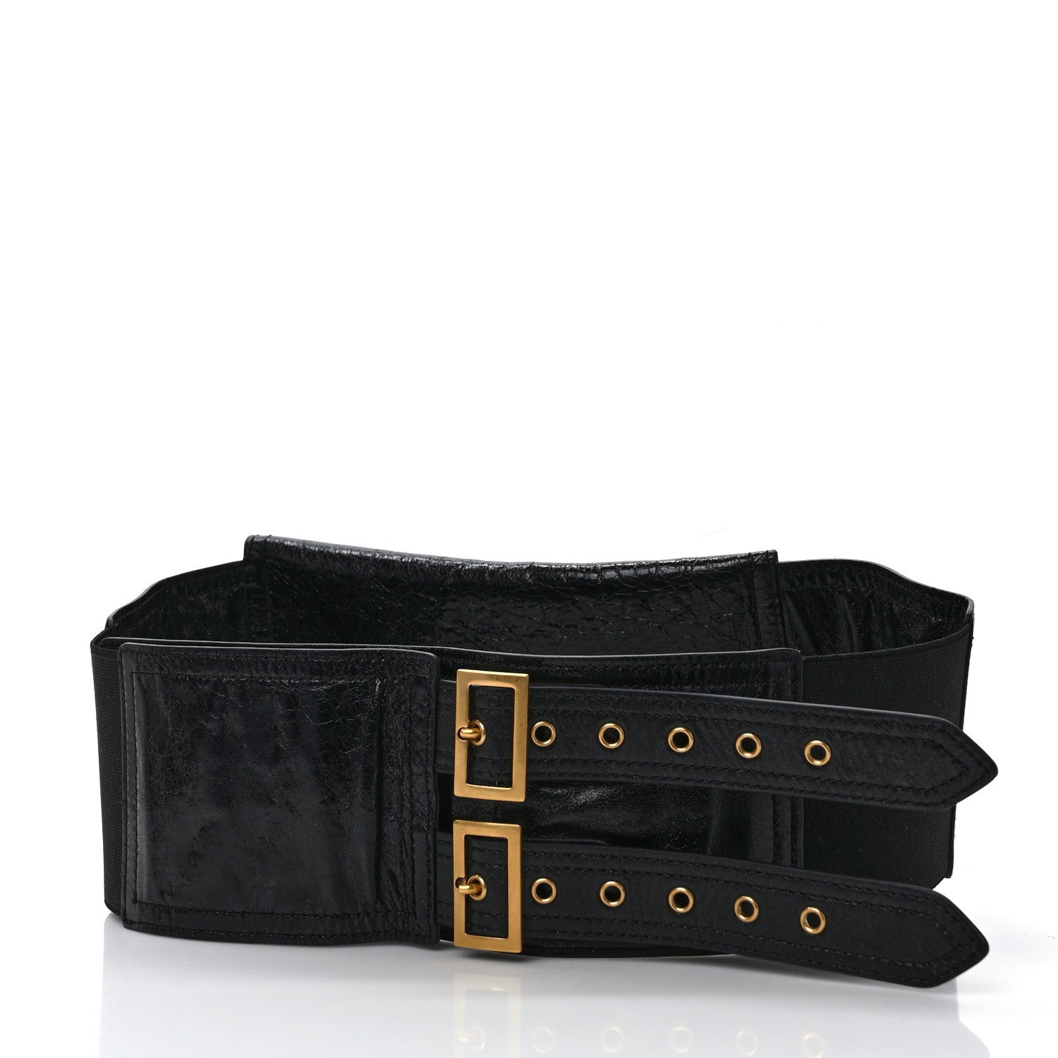 Christian Dior Crinkled Lambskin 135mm Saddle Belt Black 2 of 6