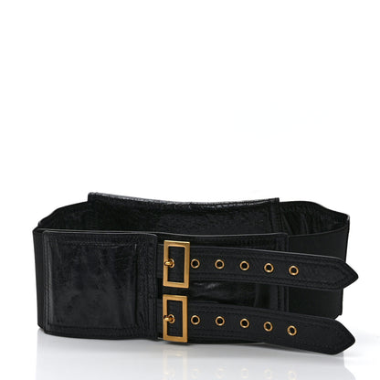 Christian Dior Crinkled Lambskin 135mm Saddle Belt Black 2 of 6
