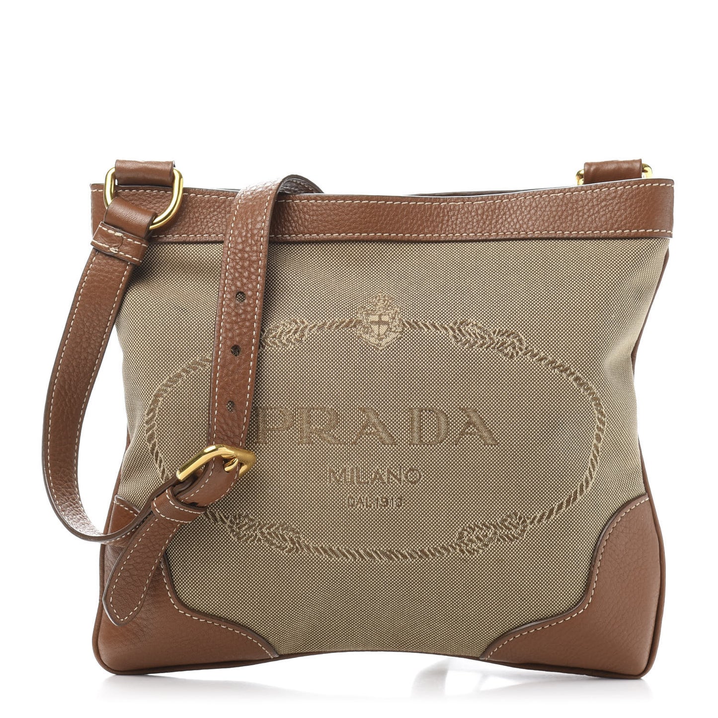 Jacquard Logo Flat Messenger Bag Corda Brandy