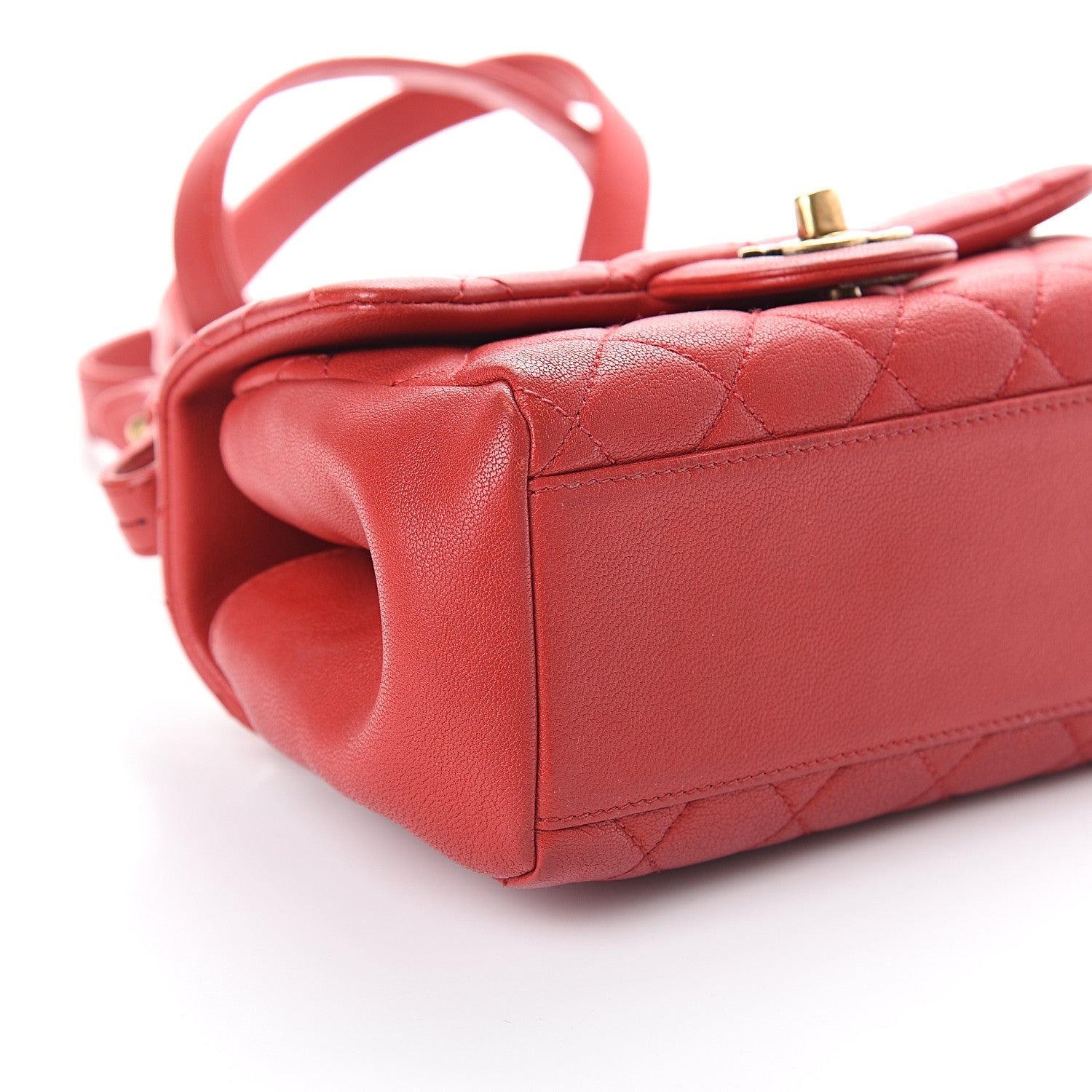 Chanel Shiny Sheepskin Quilted Mini Trapezio Flap Red 7 of 8