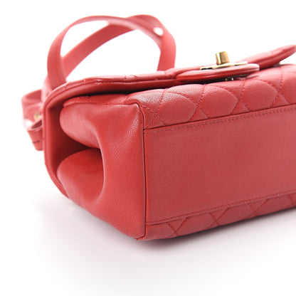 Chanel Shiny Sheepskin Quilted Mini Trapezio Flap Red 7 of 8
