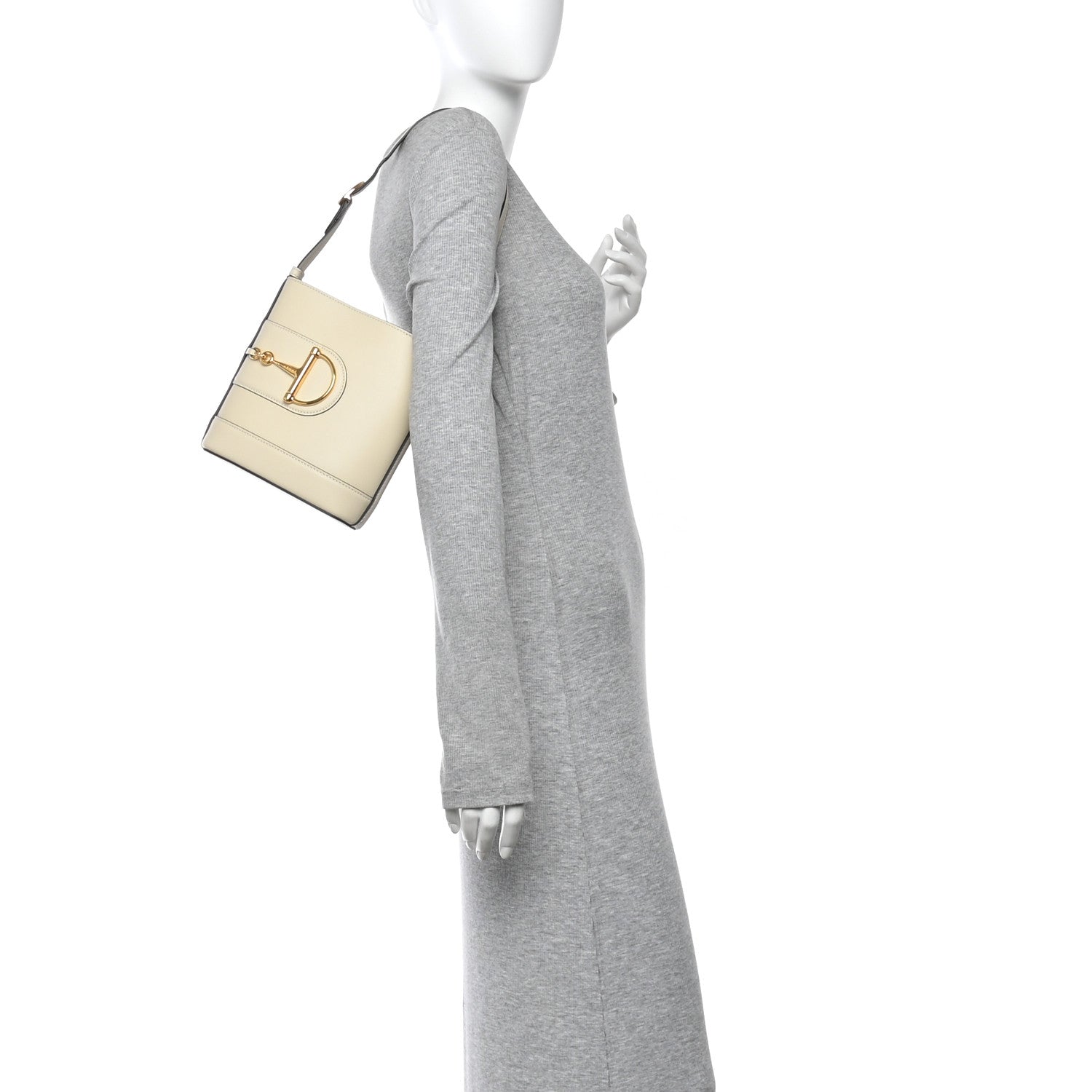 Gucci Arabella Calfskin Horsebit 73 Mini Bucket Bag White 2 of 12