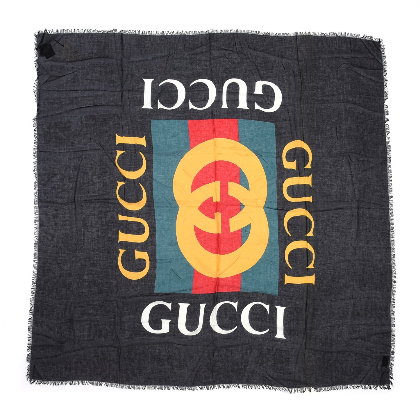 Modal Silk Logo Square Scarf Black