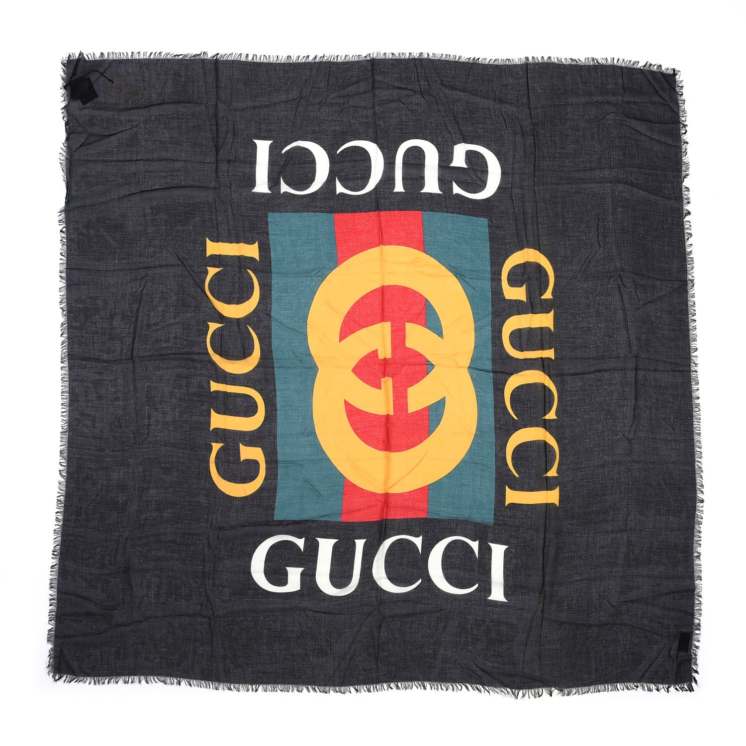 Gucci Modal Silk Logo Square Scarf Black 1 of 4