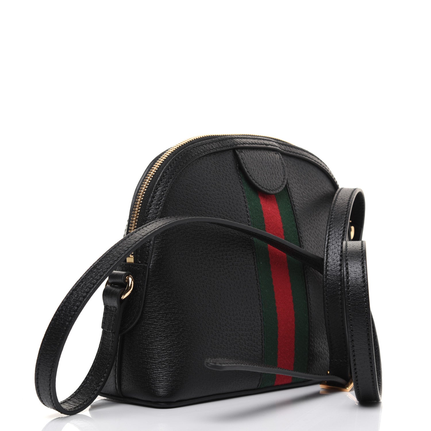 Gucci Calfskin GG Web Small Ophidia Dome Shoulder Bag Black 3 of 20