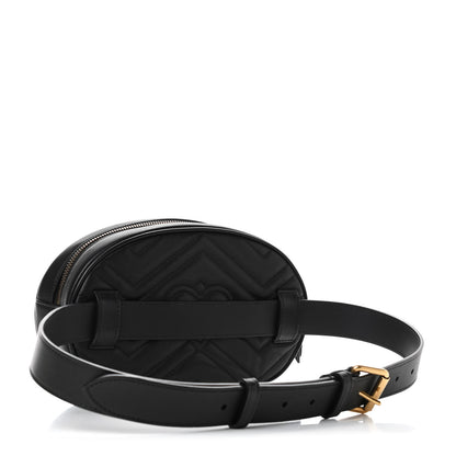Gucci Calfskin Matelasse GG Marmont Belt Bag 85 34 Black 2 of 4