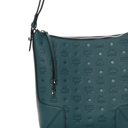 MCM Calfskin Ottomar Monogram Medium Klara Hobo Blue 8 of 10
