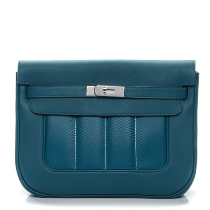 Hermes Veau Swift Sac Berline 28 Bleu Thalassa 1 of 8