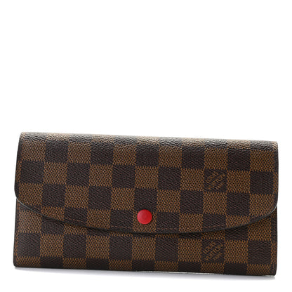 Louis Vuitton Damier Ebene Emilie Wallet Red 1 of 8