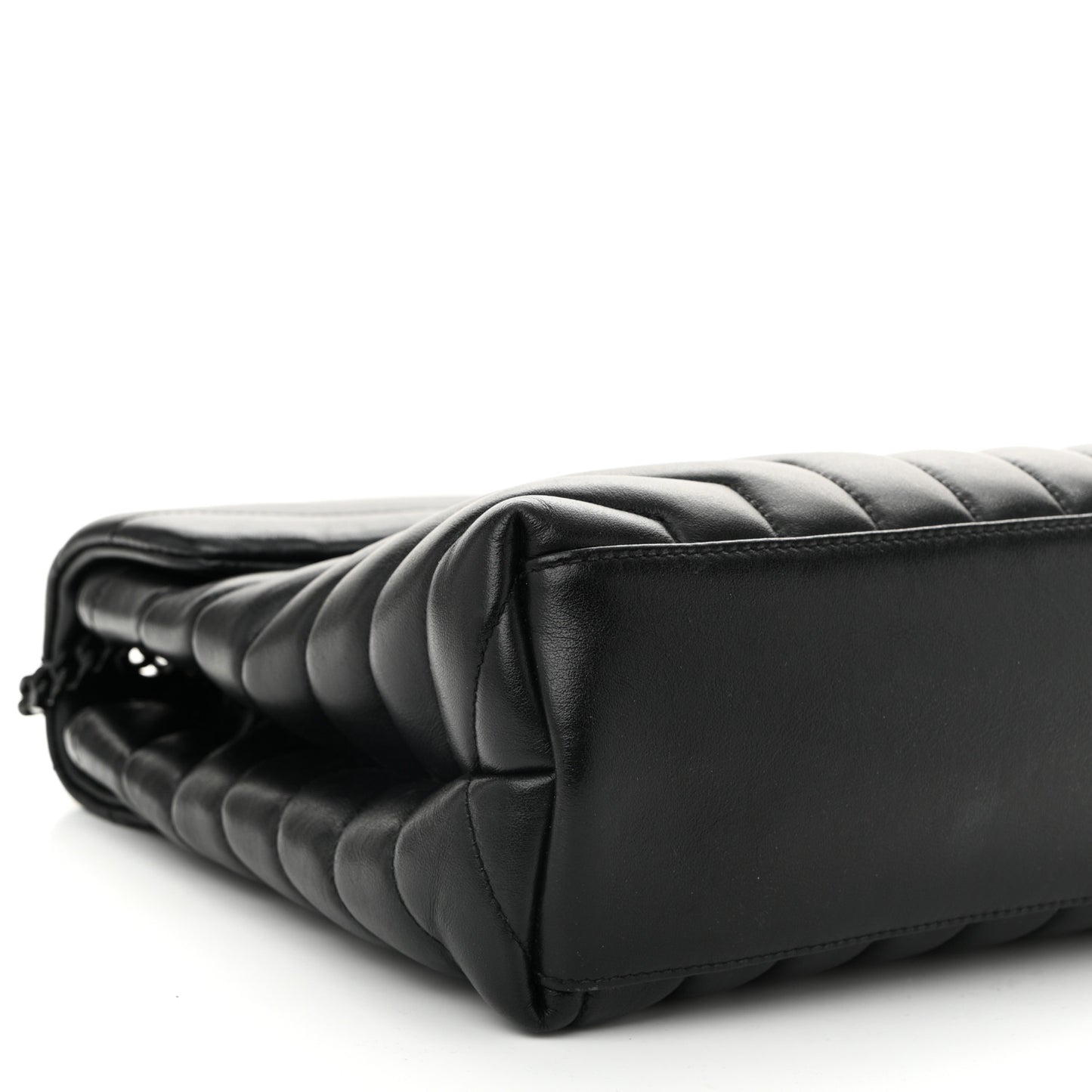 Calfskin Y Quilted Monogram Monochrome Medium Loulou Chain Satchel Black