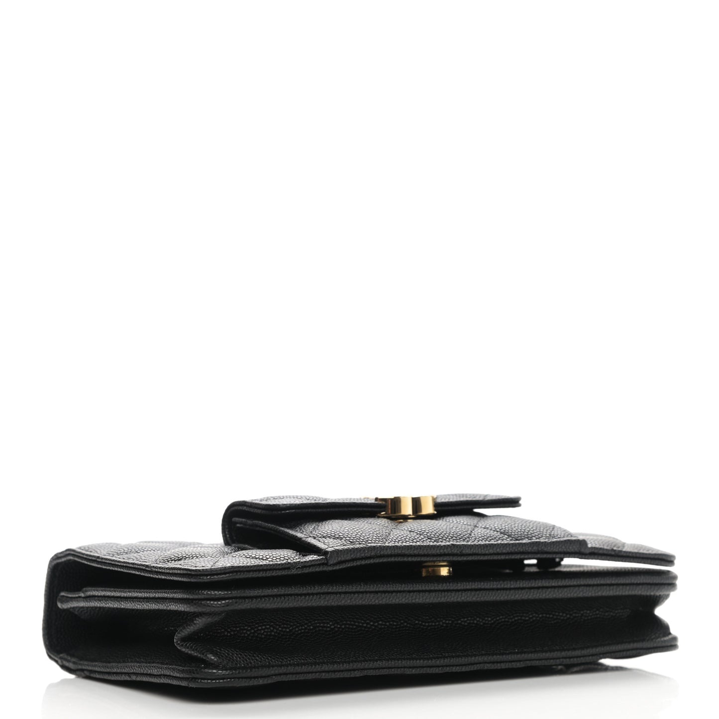 Caviar Quilted Pocket Twins Wallet On Chain WOC Black