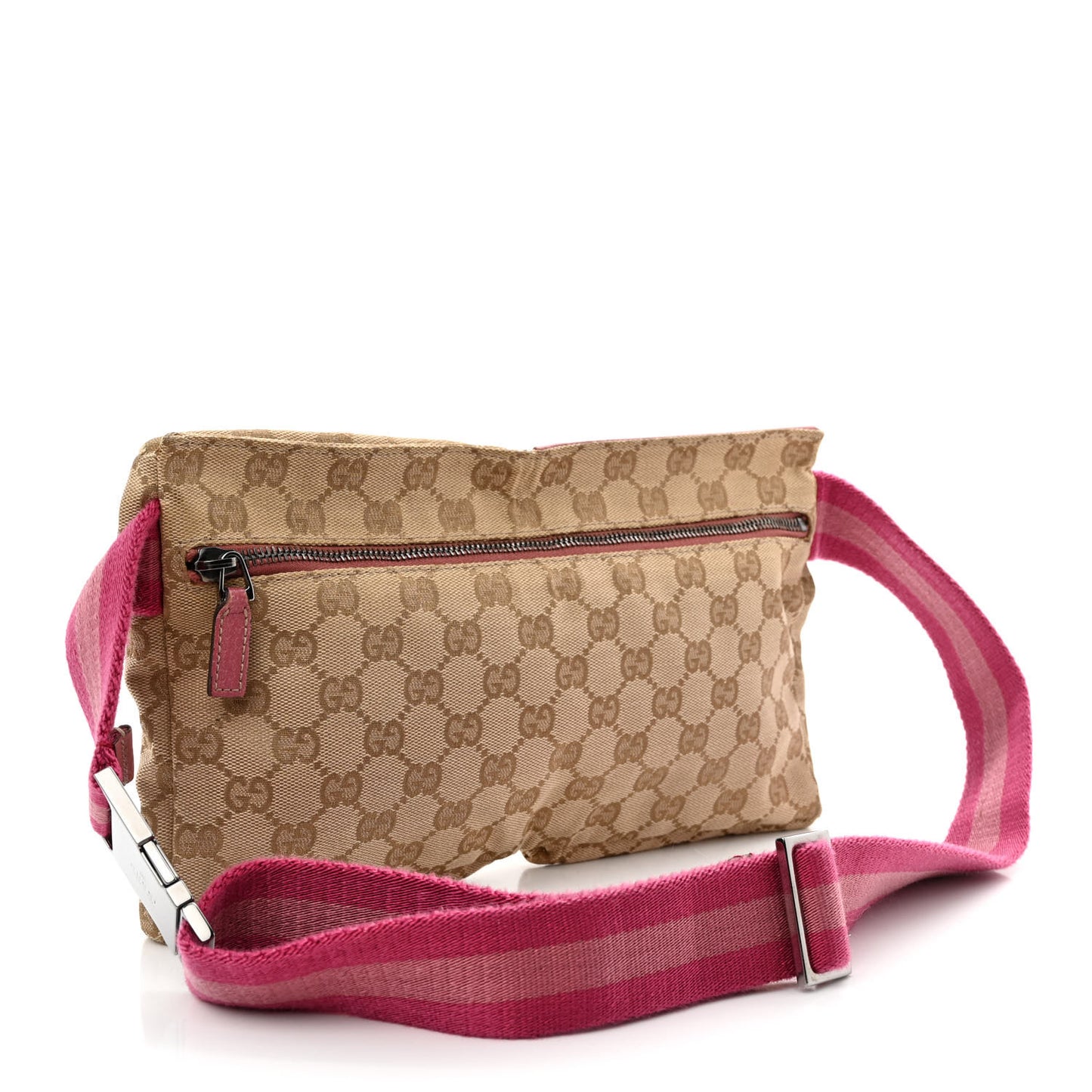 GG Monogram Web Double Pocket Belt Bag Pink