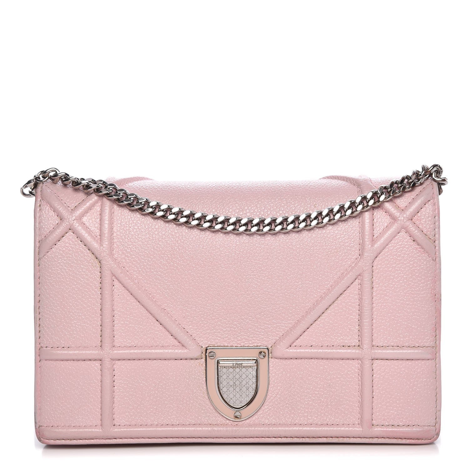 Christian Dior Grained Calfskin Diorama Wallet on Chain Pouch Rose Poudre 1 of 20