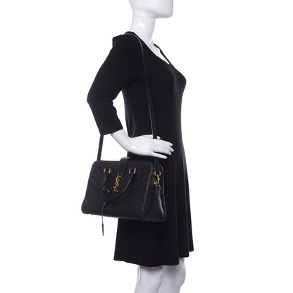 Saint Laurent Calfskin Matelasse Chevron Small Monogram Cabas Black 2 of 11