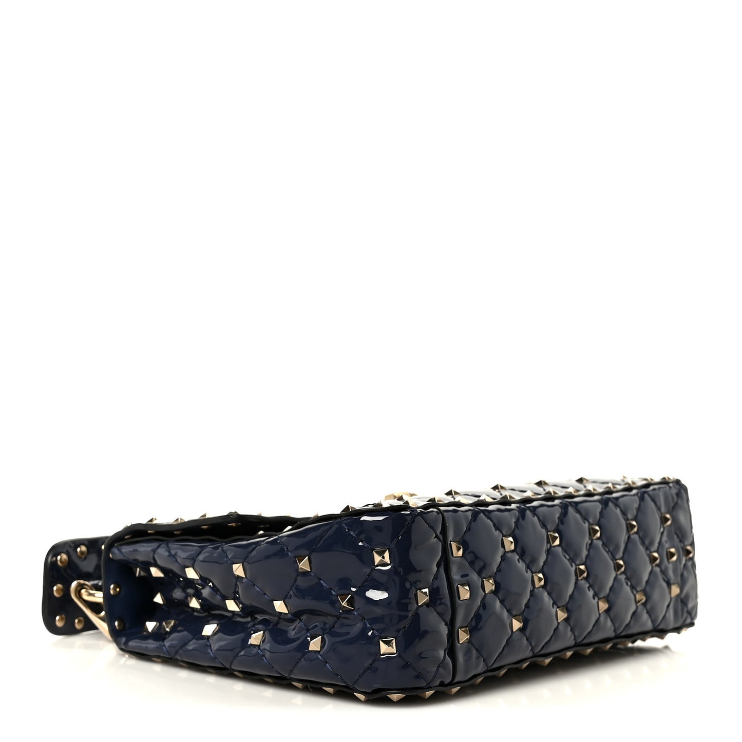 Patent Medium Rockstud Spike Shoulder Bag Pure Blue